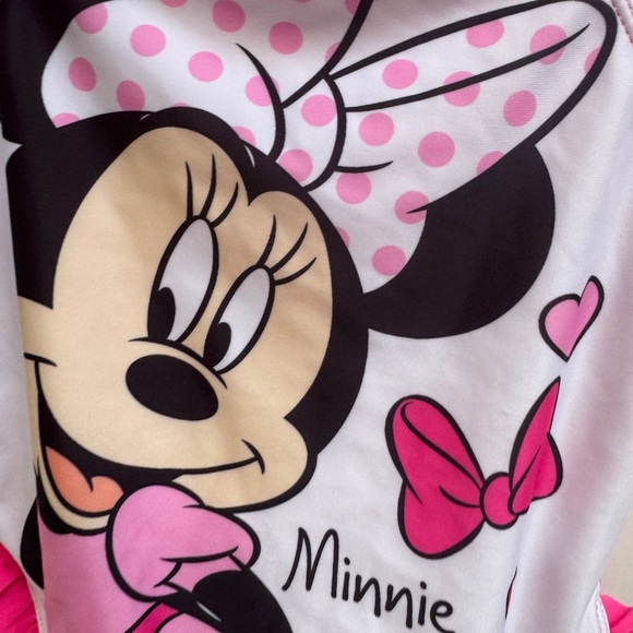 NWOT Disney Junior 3T Girls Minnie Mouse Pink Rashguard Swim Shirt Bathingsuit - Picture 2 of 4